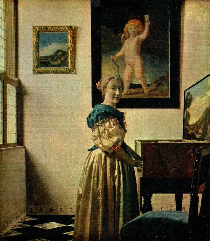 Jan Vermeer damen vid spinetten Spain oil painting art